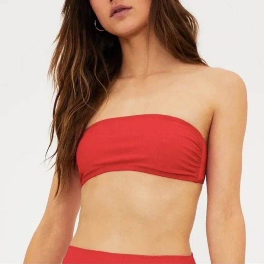 Andie Swim Top The Bora Bora Convertible Chili Pepper Red-Orange Bikini Recycled